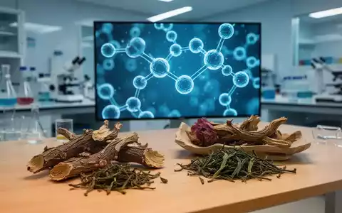 Molekulare Strukturen neben traditionellen Heilpflanzen und Wurzeln in einem modernen medizinischen Labor. - Foto: über boerse-global.de