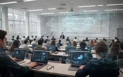Studenten arbeiten an Laptops in einem modernen Hörsaal, konzentrieren sich auf digitale Fähigkeiten und Technologietraining. - Foto: über boerse-global.de