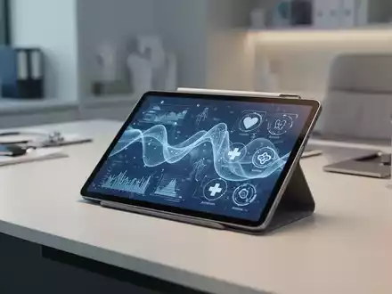 Modernes Tablet mit digitalen Gesundheitsdaten in einer Arztpraxis als Symbol für die elektronische Patientenakte. - Foto: über boerse-global.de