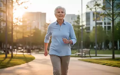 Eine aktive ältere Person geht zügig durch einen Park, um die Gehirngesundheit durch Bewegung zu fördern. - Foto: über boerse-global.de