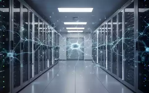 Abstrakte Visualisierung eines digitalen neuronalen Netzwerks in einem modernen Rechenzentrum, das fortschrittliche künstliche Intelligenz repräsentiert. - Foto: über boerse-global.de