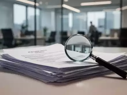 Symbolische Darstellung von Akten und einer Lupe als Metapher für die staatliche Überwachung von Lieferketten. - Foto: über boerse-global.de