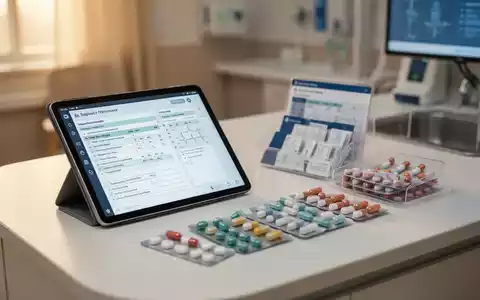 Digitales Tablet und Medikamentenverpackungen in einem modernen Pflegeheim zur Darstellung der digitalen Arzneimittelversorgung. - Foto: ĂŒber boerse-global.de