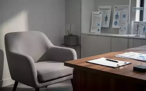 Ein minimalistisches psychotherapeutisches Praxiszimmer mit einem Sessel und Dokumenten, das die rechtliche und finanzielle Debatte symbolisiert. - Foto: über boerse-global.de
