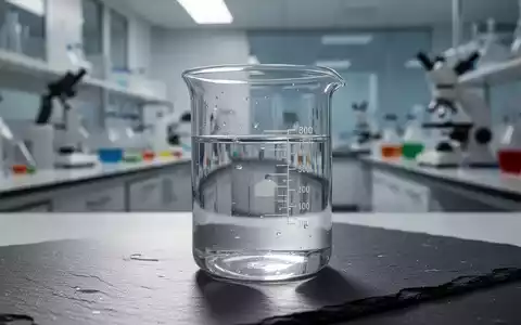 Ein Laborbecher mit klarem Wasser vor einem unscharfen Hintergrund eines Lebensmittellabors. - Foto: über boerse-global.de