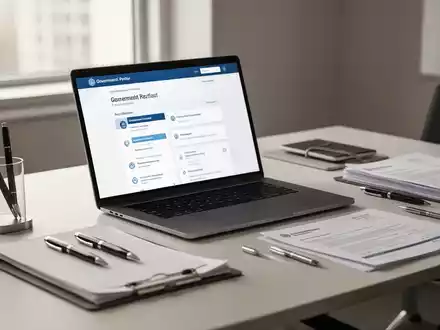 Ein moderner Schreibtisch mit Laptop und organisierten Unterlagen in einem hellen Büro. - Foto: über boerse-global.de