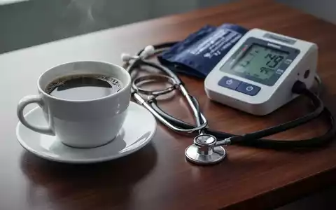 Eine Tasse schwarzer Kaffee neben einem medizinischen Stethoskop und einem Blutdruckmessgerät auf einem Holztisch. - Foto: über boerse-global.de