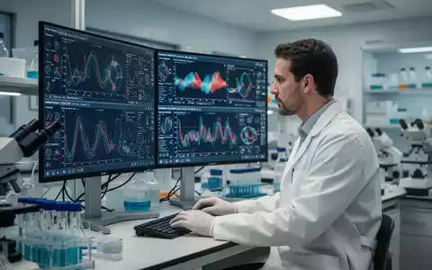 Wissenschaftler bei der Analyse medizinischer Daten an einem Bildschirm in einem modernen Forschungslabor. - Foto: über boerse-global.de