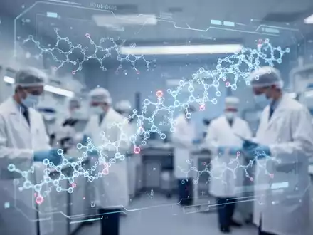Digitale Visualisierung von Peptidstrukturen und molekularen Daten in einem modernen medizinischen Forschungslabor. - Foto: über boerse-global.de