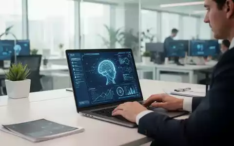 Ein Profi arbeitet an einem Laptop mit KI-Oberfläche in einem modernen, hellen Büro. - Foto: über boerse-global.de