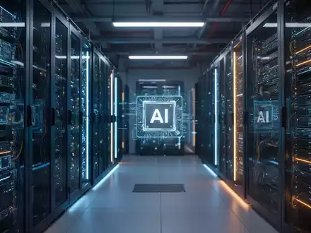Hightech-Serverracks in einem KI-Rechenzentrum, die fortschrittliche kundenspezifische Silizium- und Cloud-Infrastruktur repräsentieren. - Foto: über boerse-global.de