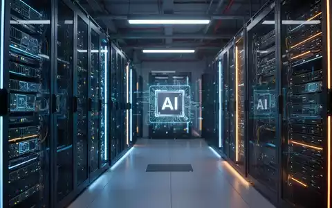 Hightech-Serverracks in einem KI-Rechenzentrum, die fortschrittliche kundenspezifische Silizium- und Cloud-Infrastruktur repräsentieren. - Foto: über boerse-global.de