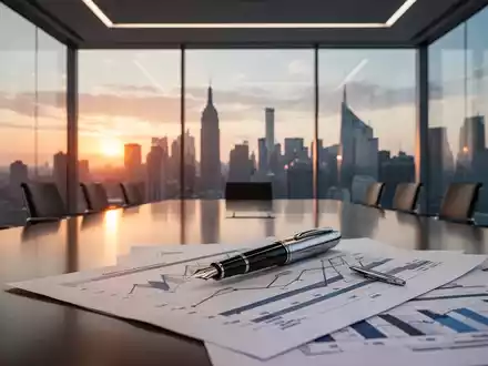 Moderner Konferenzraum mit Blick auf einen Sonnenaufgang, symbolisch für Investitionen und Unternehmenswachstum. - Foto: über boerse-global.de