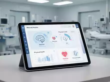 Digitales Tablet mit einer medizinischen Benutzeroberfläche zur Anzeige von Daten zur psychischen und physischen Gesundheit. - Foto: über boerse-global.de