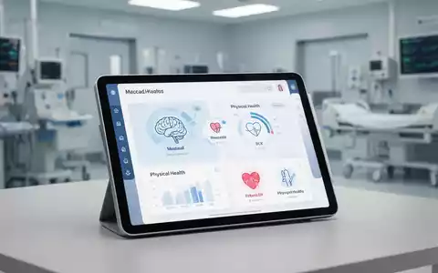 Digitales Tablet mit einer medizinischen Benutzeroberfläche zur Anzeige von Daten zur psychischen und physischen Gesundheit. - Foto: über boerse-global.de