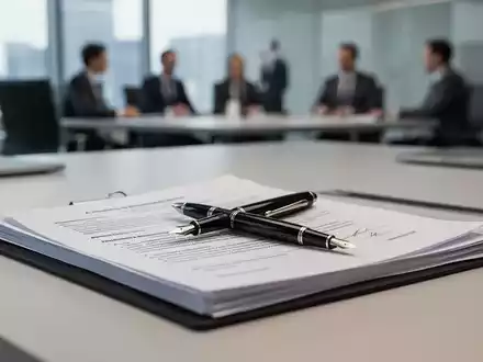 Ein Füllfederhalter liegt auf rechtlichen Dokumenten auf einem modernen Schreibtisch in einem Büro. - Foto: über boerse-global.de