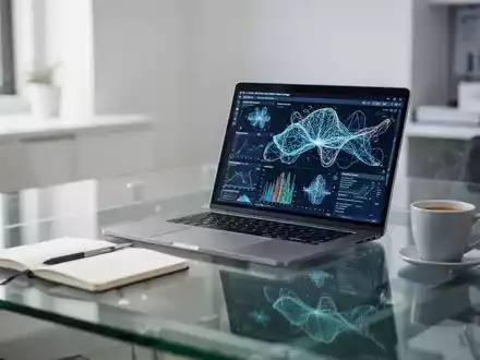 Moderner Arbeitsplatz mit Laptop und Datenvisualisierungen als Symbol für Future Skills und KI-Kompetenz. - Foto: über boerse-global.de
