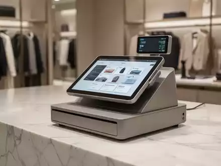 Moderne digitale Registrierkasse auf einem Ladentisch in einem Geschäft vor verschwommenem Hintergrund. - Foto: über boerse-global.de