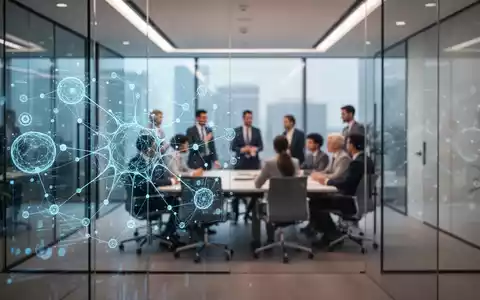 Modernes Firmenbüro mit holografischen Datenschnittstellen und zusammenarbeitenden Fachleuten im Hintergrund. - Foto: über boerse-global.de