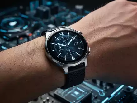 Nahaufnahme einer modernen Premium-Smartwatch am Handgelenk, die schlankes Design und High-Tech-Display zeigt. - Foto: über boerse-global.de