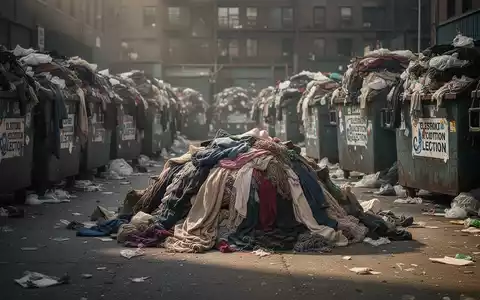 Überfüllte Altkleidercontainer an einem urbanen Standort vor einem industriellen Hintergrund. - Foto: über boerse-global.de