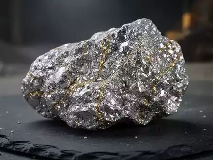 Rohstück eines Silbererzes mit hochgradigen Adern auf einer dunklen Schieferplatte. - Foto: über boerse-global.de