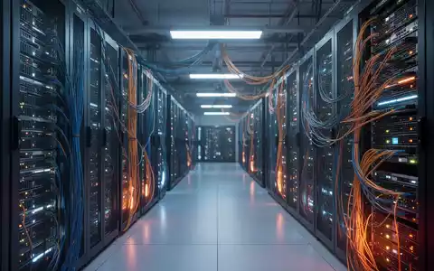 Reihen leuchtender Server-Racks in einem modernen, hochtechnologischen Rechenzentrum, das massive KI-Infrastrukturinvestitionen repräsentiert. - Foto: über boerse-global.de