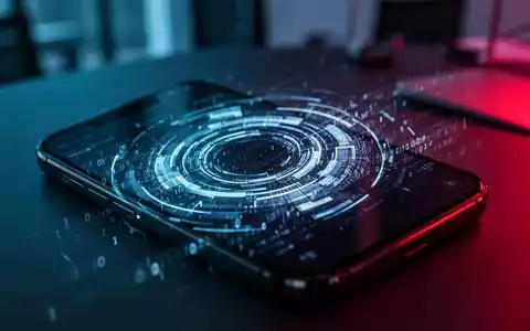 Ein Smartphone mit leuchtenden digitalen Sicherheitssymbolen in einem modernen Büro als Symbol für mobile Cyber-Bedrohungen. - Foto: über boerse-global.de