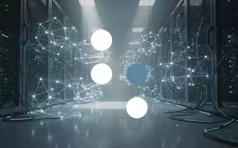 Abstrakte Darstellung einer Quantencomputer-Infrastruktur mit leuchtenden Lichtknoten in einem modernen Serverraum. - Foto: über boerse-global.de
