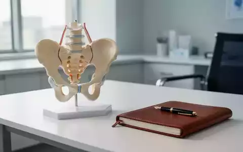 Anatomisches Modell des Beckens auf einem Schreibtisch in einer modernen medizinischen Praxis. - Foto: über boerse-global.de