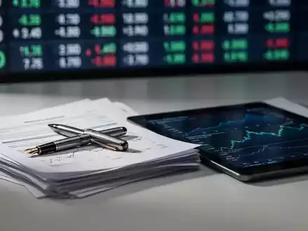 Ein moderner Schreibtisch mit Finanzunterlagen, einem Tablet mit Zinsdiagrammen und einem hochwertigen Füllfederhalter. - Foto: über boerse-global.de