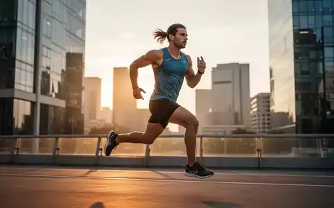 Eine Person beim Lauftraining in einer modernen städtischen Umgebung bei Sonnenaufgang als Symbol für Sportmotivation. - Foto: über boerse-global.de