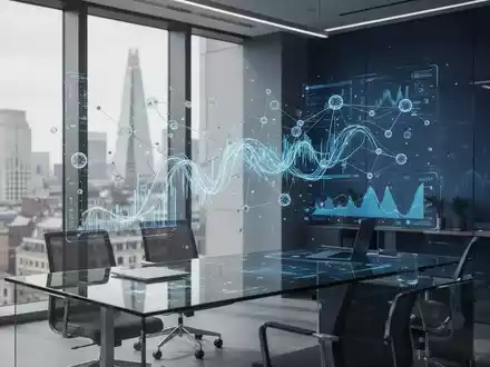 Modernes Finanzbüro mit digitaler Datenschnittstelle, die künstliche Intelligenz in einem regulatorischen Umfeld darstellt. - Foto: über boerse-global.de