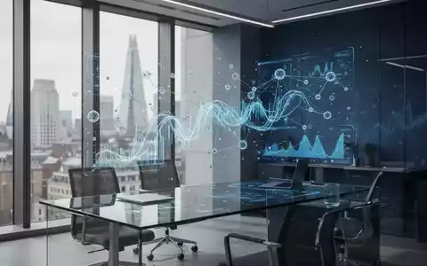 Modernes Finanzbüro mit digitaler Datenschnittstelle, die künstliche Intelligenz in einem regulatorischen Umfeld darstellt. - Foto: über boerse-global.de