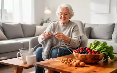 Älterer Mensch bei einer kreativen Tätigkeit neben einer Schale mit gesundem Obst und Gemüse als Symbol für geistige Fitness. - Foto: über boerse-global.de