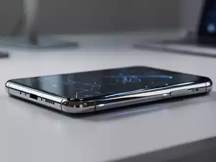 Nahaufnahme eines modernen Smartphones auf einem Schreibtisch, das sein schlankes Design und fortschrittliche Hardware zeigt. - Foto: über boerse-global.de
