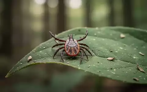 Eine Zecke auf einem grünen Blatt im Wald bei natürlichem Licht. - Foto: über boerse-global.de