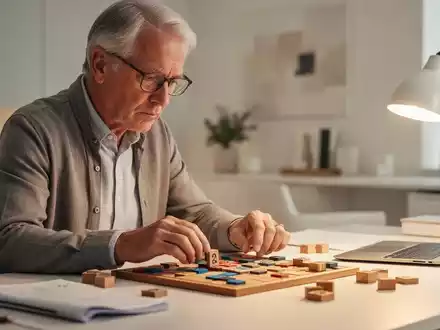 Eine konzentrierte ältere Person löst ein komplexes Rätsel in einem modernen, hellen Arbeitszimmer. - Foto: über boerse-global.de