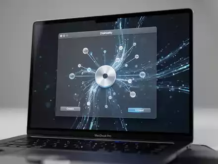 Nahaufnahme eines modernen Computerbildschirms mit Datenträgerverwaltung, digitale Datenspeicherung. - Foto: über boerse-global.de