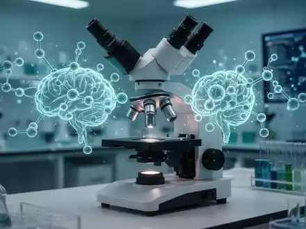 Abstrakte Darstellung der Darm-Hirn-Achse mit medizinischen Symbolen für Immunzellen im Laborumfeld. - Foto: über boerse-global.de