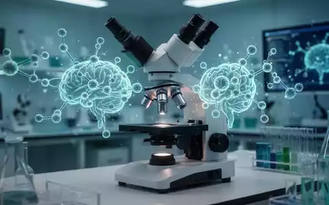 Abstrakte Darstellung der Darm-Hirn-Achse mit medizinischen Symbolen für Immunzellen im Laborumfeld. - Foto: über boerse-global.de