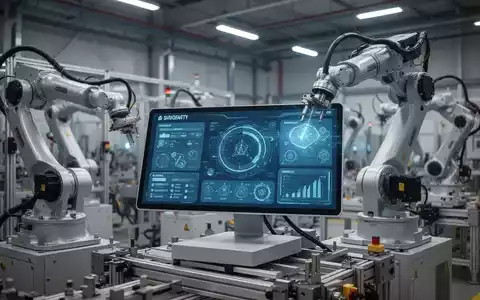 Moderne Industriehalle mit Roboterarmen und digitalem Sicherheits-Dashboard für die Gefährdungsbeurteilung. - Foto: über boerse-global.de