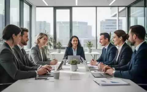 Diverses Team in einem modernen Bürogebäude im Gespräch bei der Arbeit. - Foto: über boerse-global.de
