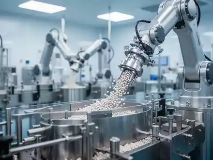 Hochmoderne pharmazeutische Produktionsanlage mit automatisierten Maschinen zur Herstellung von Arzneimitteln. - Foto: über boerse-global.de