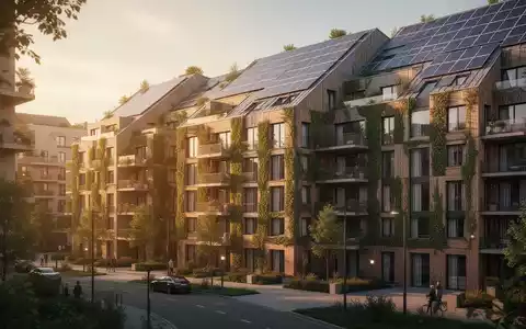 Modernes Wohngebäude mit Solarpaneelen als Symbol für energetische Sanierung und nachhaltige Kreislaufwirtschaft. - Foto: über boerse-global.de