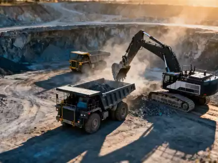 Moderne Lithium-Mine mit schwerem Gerät in einer weitläufigen Industrielandschaft bei Sonnenuntergang. - Foto: über boerse-global.de