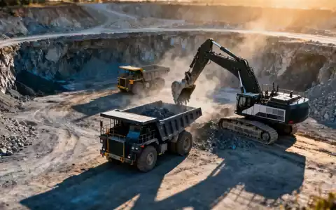 Moderne Lithium-Mine mit schwerem Gerät in einer weitläufigen Industrielandschaft bei Sonnenuntergang. - Foto: über boerse-global.de