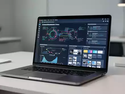 Laptop-Bildschirm mit Software zur Verwaltung digitaler Assets, organisierten Metadaten und Inhaltsvorlagen. - Foto: über boerse-global.de