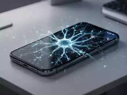 Moderner Smartphone-Bildschirm mit abstrakter KI-Netzwerkoberfläche - Foto: über boerse-global.de