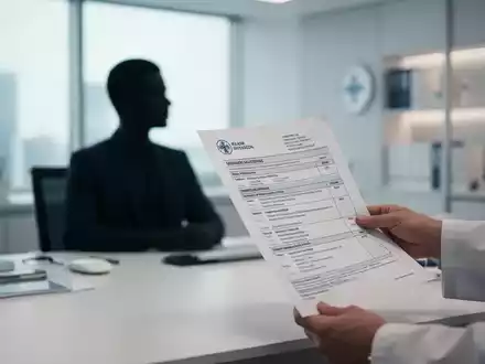Ein Arzt hält einen medizinischen Bericht in einer modernen Praxis, symbolisch für die Untersuchung von Nebenwirkungen. - Foto: über boerse-global.de